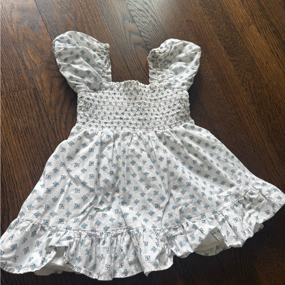 Janie and Jack White Dress with Blue Floral Accents